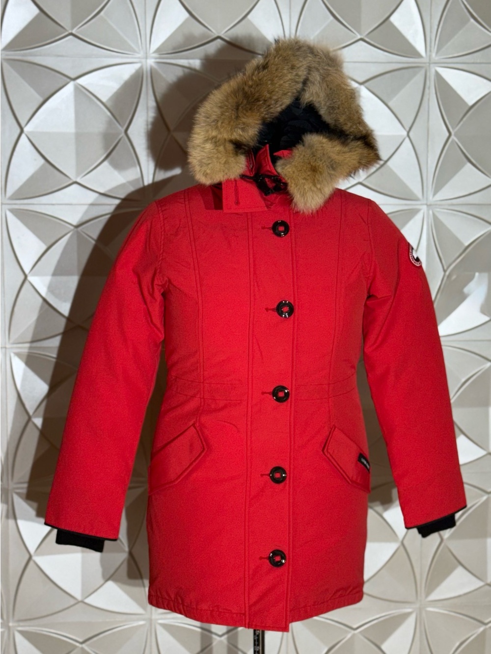 Authentic NWT Canada Goose Rossclair Red Women's Parka with Real Fur-Trim Hood